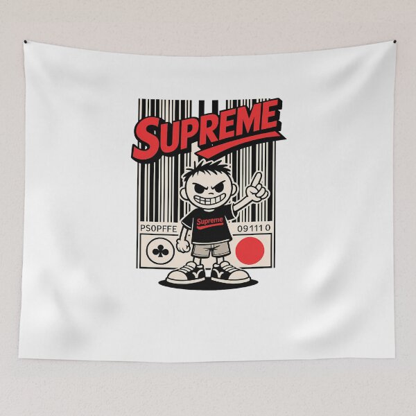 Artikelvorschau, Supreme Barcode Urban Streetwear Charakterkunst entworfen und verkauft von DesignArtist.ia.