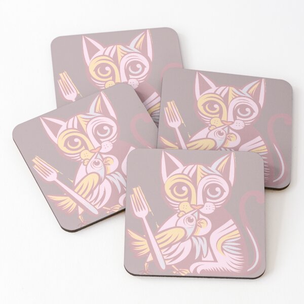 Item preview, Pink Yellow Brown Cat designed and sold by ThatRockChic.