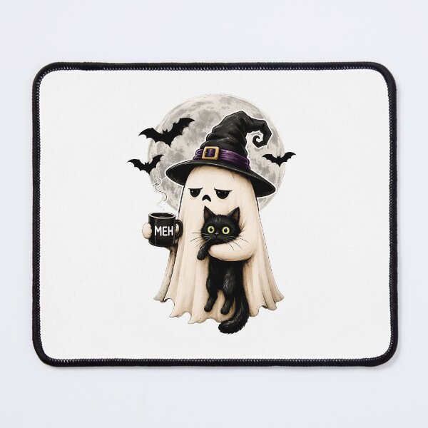 Item preview, Spooky Ghost Cat Witch Hat Meh Coffee Moon designed and sold by OlyvieArt.