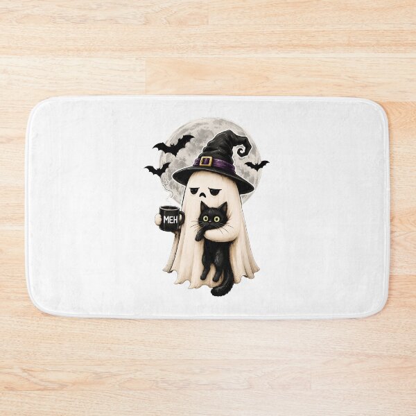 Item preview, Spooky Ghost Cat Witch Hat Meh Coffee Moon designed and sold by OlyvieArt.