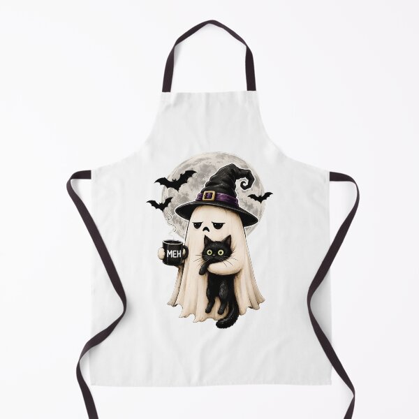 Item preview, Spooky Ghost Cat Witch Hat Meh Coffee Moon designed and sold by OlyvieArt.