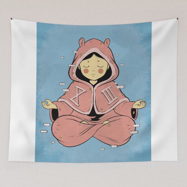 Item preview, Cute Pink Monster Meditating Zen Art designed and sold by DRP-art.