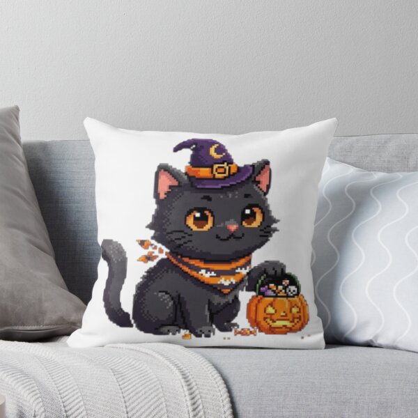 Item preview, Cute Pixel Art Halloween Cat - Spooky Witchy Black Cat designed and sold by cutbeastfactory.