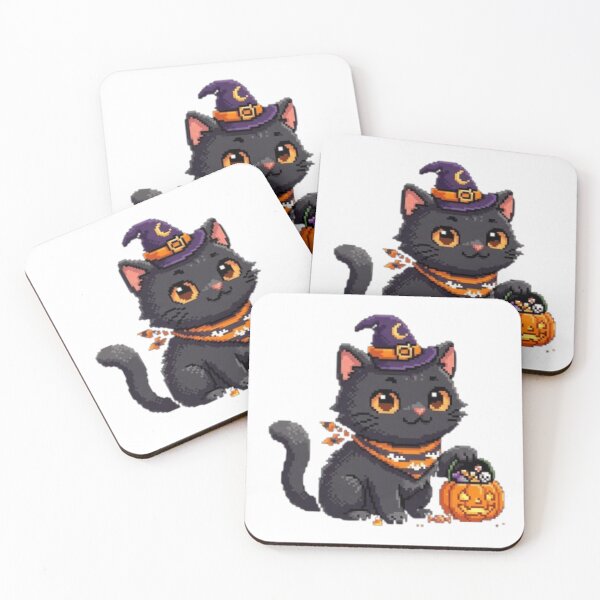 Item preview, Cute Pixel Art Halloween Cat - Spooky Witchy Black Cat designed and sold by cutbeastfactory.