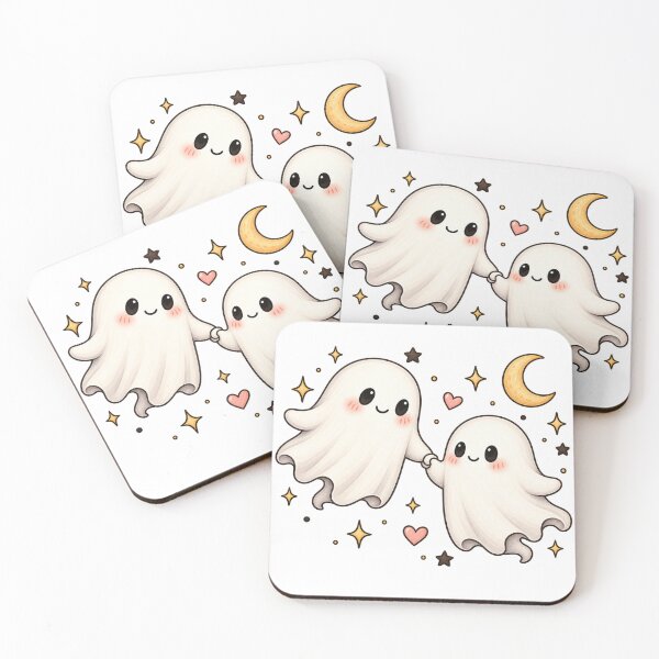 Item preview, Cute Ghost Best Friends – Holding Hands Under the Moon designed and sold by KateVil.