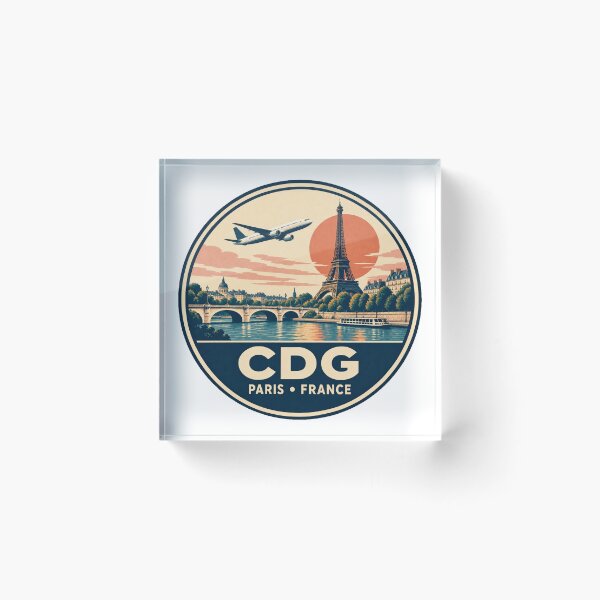 Item preview, CDG Paris Airport Code Retro Travel Badge designed and sold by CLOUTKULT.