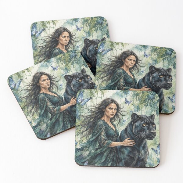Item preview, Woman And Black Panther Jungle Art designed and sold by KuzeyWestStudio.