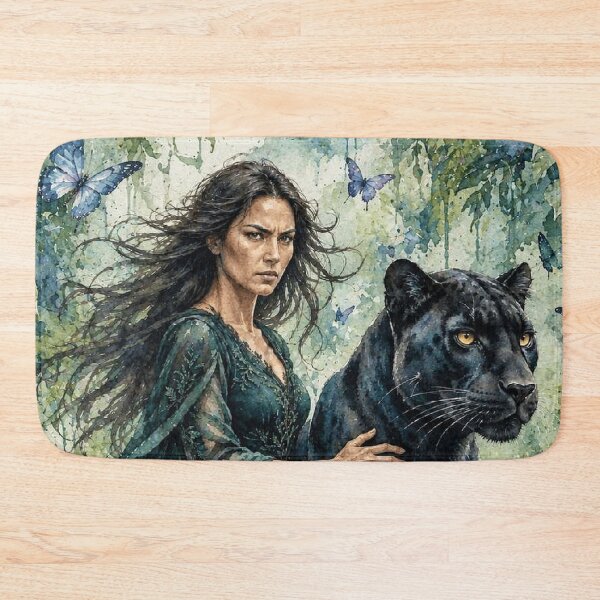 Item preview, Woman And Black Panther Jungle Art designed and sold by KuzeyWestStudio.