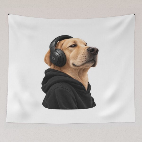 Item preview, Cool Labrador Dog Wearing Headphones and Hoodie designed and sold by Snurly.