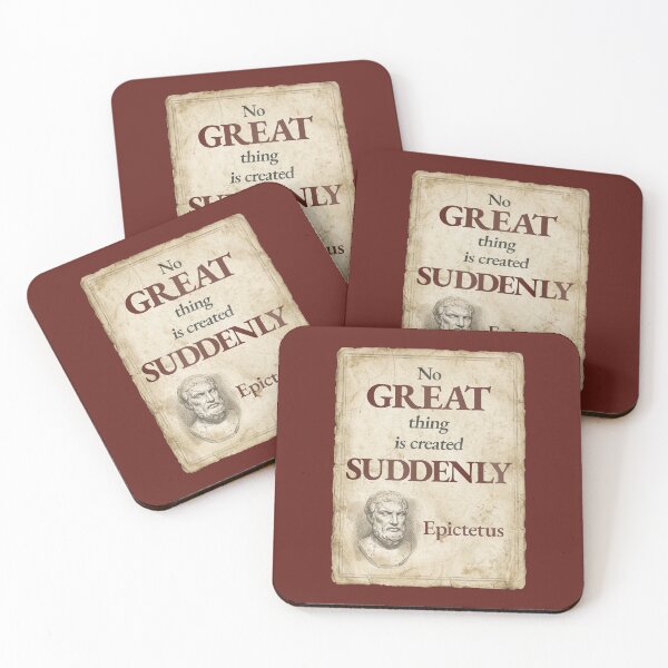 Item preview, No Great Thing Is Created Suddenly - Epictetus - Vintage Distressed Stoic Quote - Roman Red Version designed and sold by Stoic Core.