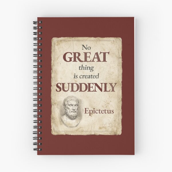 Item preview, No Great Thing Is Created Suddenly - Epictetus - Vintage Distressed Stoic Quote - Roman Red Version designed and sold by Stoic Core.