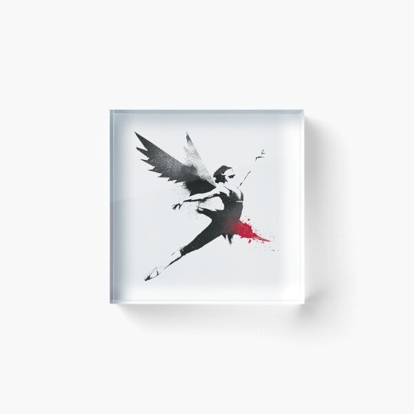 Item preview, Angelic Winged Ballerina Leaping Street Stencil Art designed and sold by EdvvinStudios.