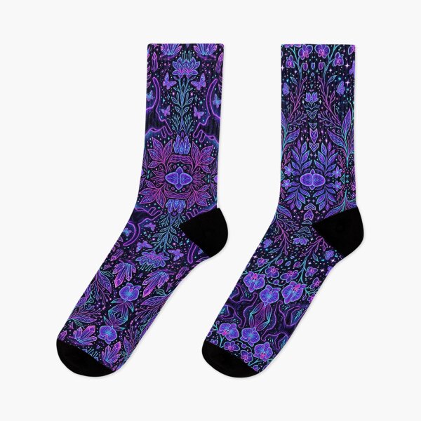Item preview, mystical gothic cat floral pattern, dark purple boho wallpaper, witchy celestial feline seamless designed and sold by ArtDesignTp.