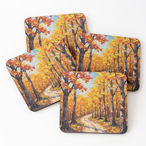 Item preview, Golden Forest Path – Autumn Oil Painting designed and sold by nhk999.