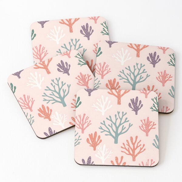 Item preview, Colorful corals on a pale pink background designed and sold by peterhlorenz.