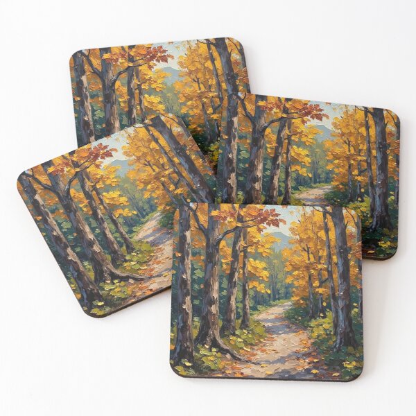 Item preview, Golden Forest Path – Autumn Oil Painting designed and sold by nhk999.