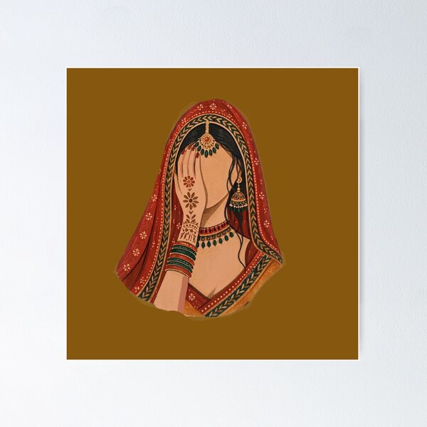 Item preview, Indian Bride Covering her Face with Shyness | Indian Beauty  designed and sold by Sakshiartwork.