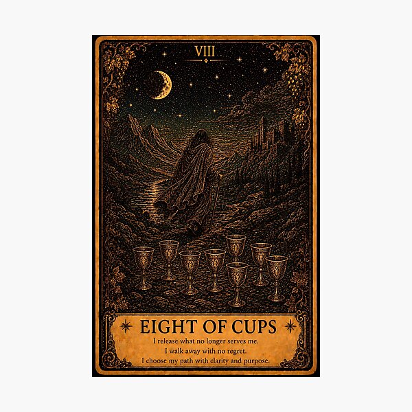 Item preview, Eight of Cups Tarot Card - Change & Finding Your Path designed and sold by ArcanaAbsolute.