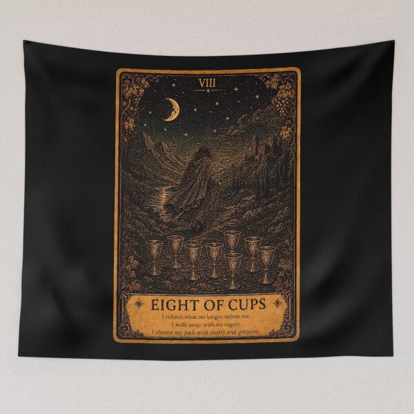 Item preview, Eight of Cups Tarot Card - Change & Finding Your Path designed and sold by ArcanaAbsolute.