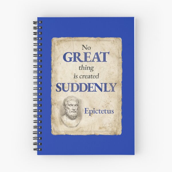 Item preview, No Great Thing Is Created Suddenly - Epictetus - Vintage Distressed Stoic Quote - Egyptian Blue Version designed and sold by Stoic Core.