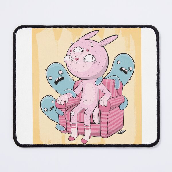 Item preview, Pink Bunny in Armchair with Blue Ghosts Art designed and sold by DRP-art.