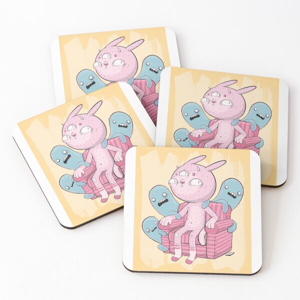 Item preview, Pink Bunny in Armchair with Blue Ghosts Art designed and sold by DRP-art.