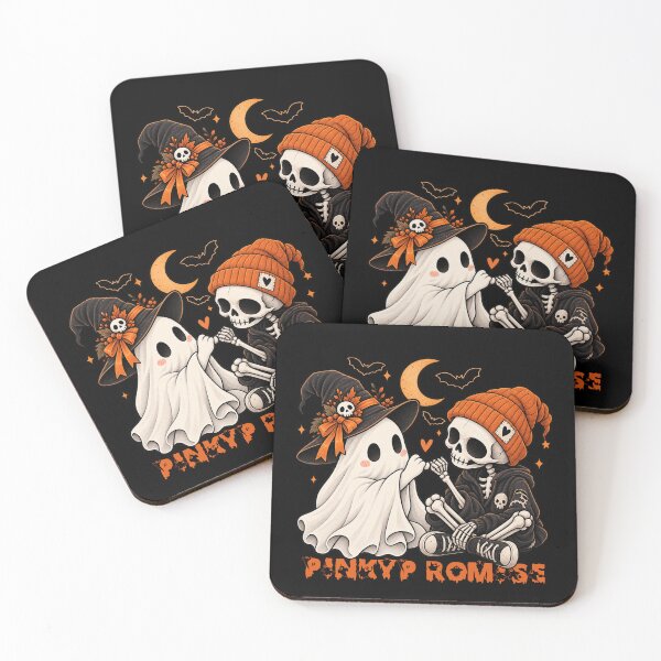 Item preview, Pinky Promise Halloween – Ghost & Skeleton Besties designed and sold by EnchantedOwl.