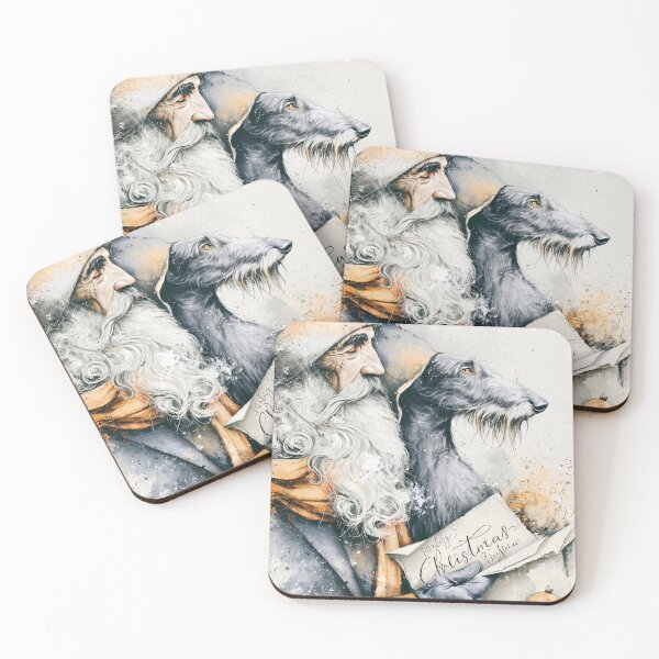 Item preview, Christmas - Santa Claus and Scottish deerhounds designed and sold by aghnadarragh.