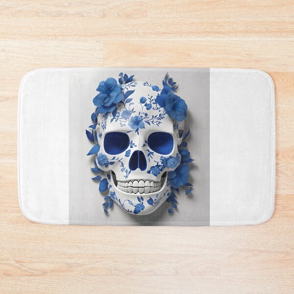 Item preview, Blue Skull Floral Halloween Illustration designed and sold by DoveArtDesigns.