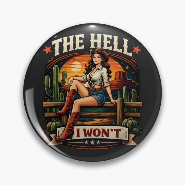 Item preview, Funny The Hell I Won't Cowgirl Retro Western Sunset designed and sold by legendaryskins.