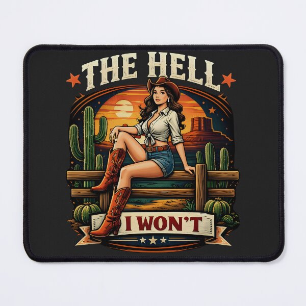 Item preview, Funny The Hell I Won't Cowgirl Retro Western Sunset designed and sold by legendaryskins.