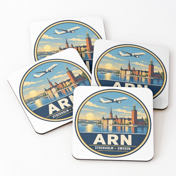 Item preview, ARN Stockholm Airport Code Retro Travel Badge designed and sold by CLOUTKULT.