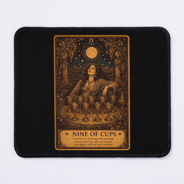 Item preview, Nine of Cups Tarot Card - Contentment & Emotional Fulfillment Illustration designed and sold by ArcanaAbsolute.