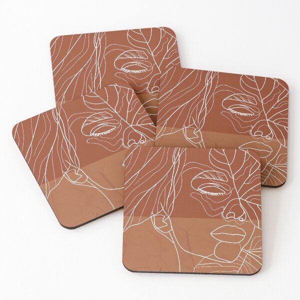 Item preview, Two-Tone Terracotta Boho Woman & Leaf Line Art designed and sold by Artdavesalzburg.