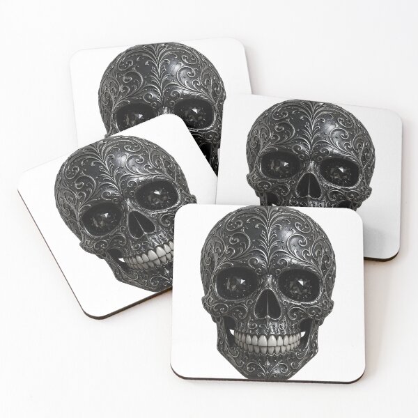 Item preview, Black Skull with Ornate Glittering Flourishes designed and sold by DoveArtDesigns.