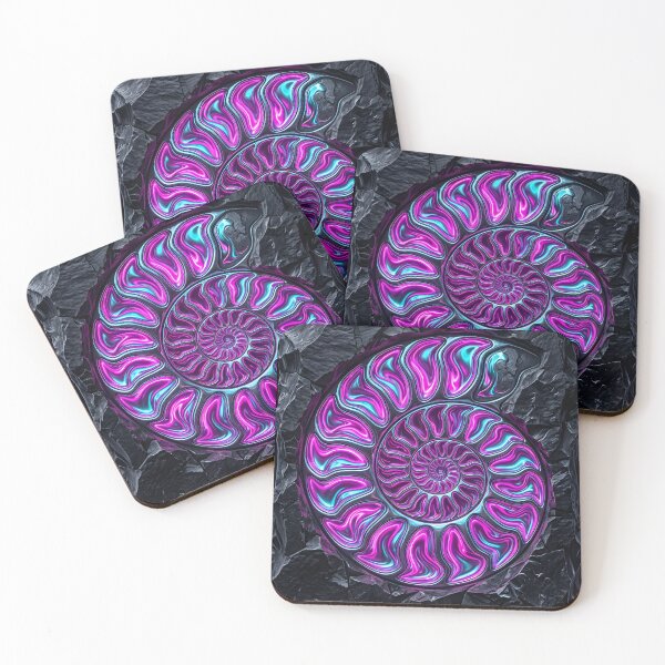 Item preview, Neon Ammonite Fossil Crystal Art designed and sold by ArtlightStudio.
