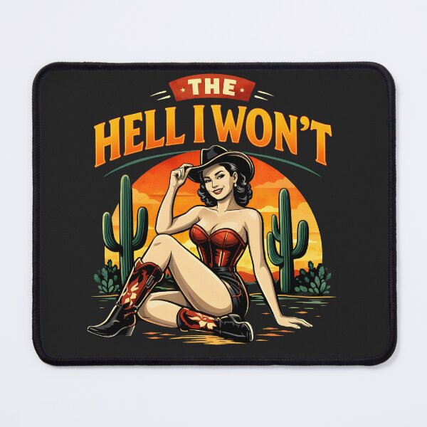 Item preview, Funny The Hell I Won't Cowgirl Retro Sunset designed and sold by legendaryskins.