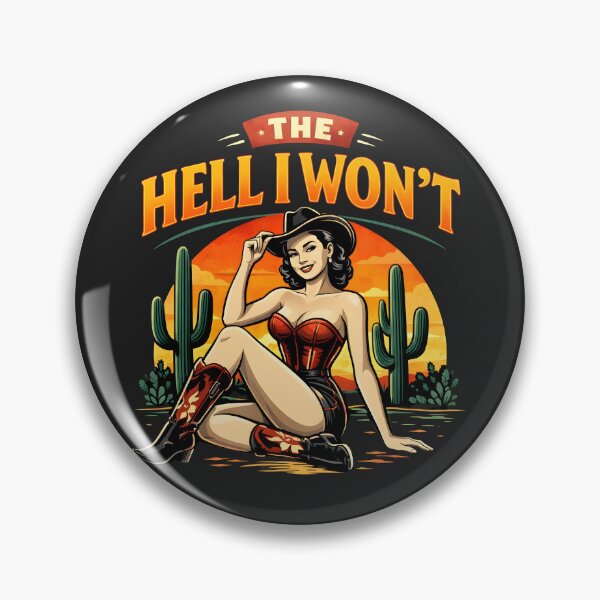 Item preview, Funny The Hell I Won't Cowgirl Retro Sunset designed and sold by legendaryskins.