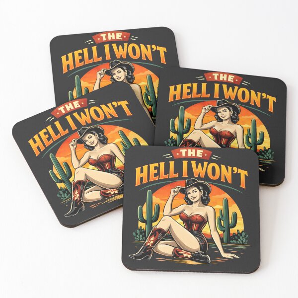 Item preview, Funny The Hell I Won't Cowgirl Retro Sunset designed and sold by legendaryskins.