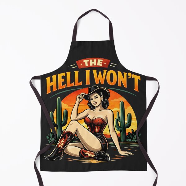 Item preview, Funny The Hell I Won't Cowgirl Retro Sunset designed and sold by legendaryskins.