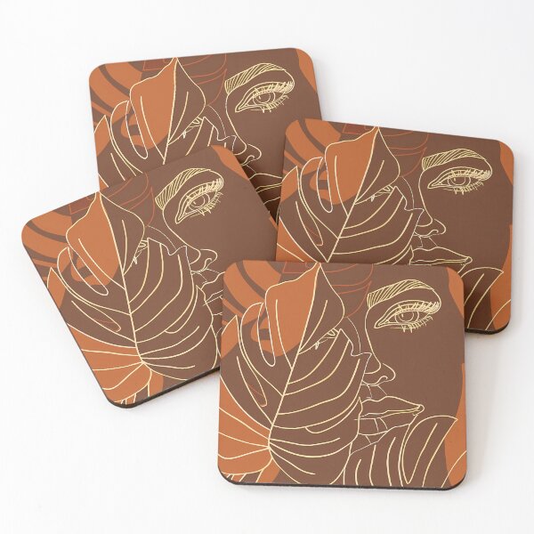 Item preview, Golden Line Art Boho Woman & Tropical Monstera Leaves designed and sold by Artdavesalzburg.