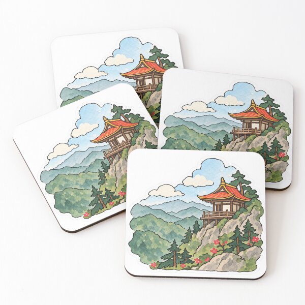 Item preview, Watercolour Mountain Temple on a Cliff designed and sold by Jessie's Palette.