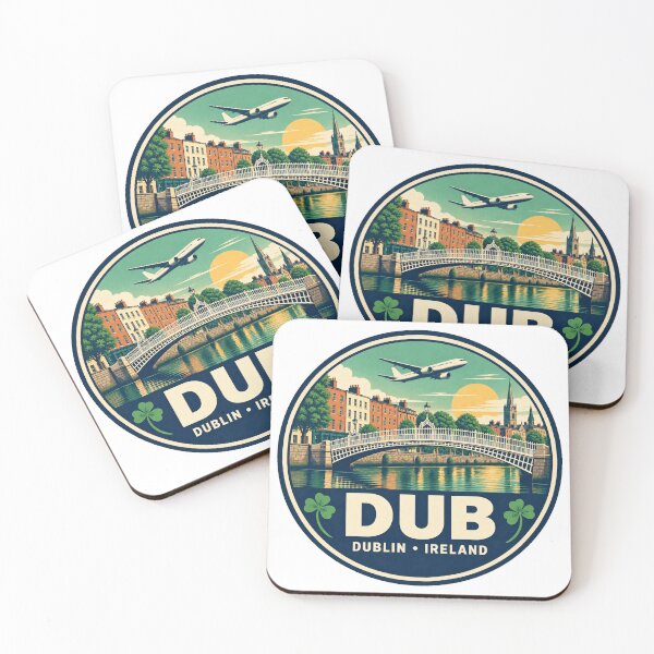 Artikelvorschau, DUB Dublin Airport Code Retro Travel Badge entworfen und verkauft von CLOUTKULT.