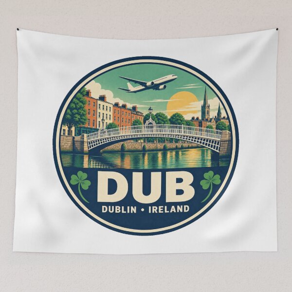 Item preview, DUB Dublin Airport Code Retro Travel Badge designed and sold by CLOUTKULT.