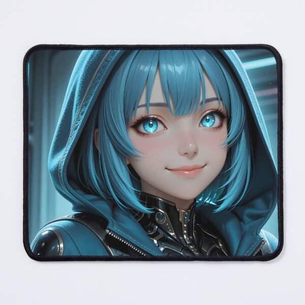 Item preview, Neon Circuit – Futuristic Blue-Haired Cyberpunk Girl designed and sold by Killington.