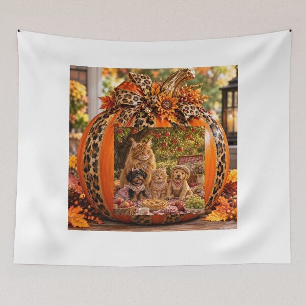 Item preview,  Cat Family Autumn Apple Orchard Picnic Portrait designed and sold by Extremeallie.