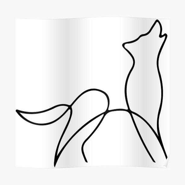 Picasso wolf Art - Minimal wolf Line Drawing Poster