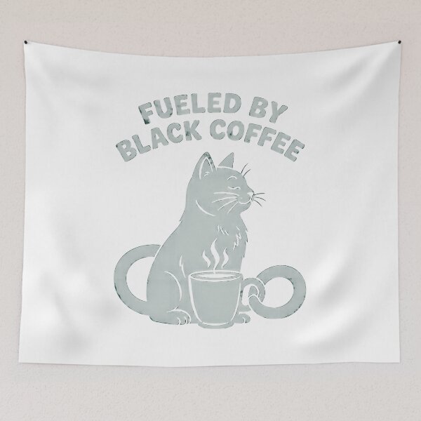 Item preview, Fueled By Black Coffee Cat Cute Kawaii Drink designed and sold by OlyvieArt.