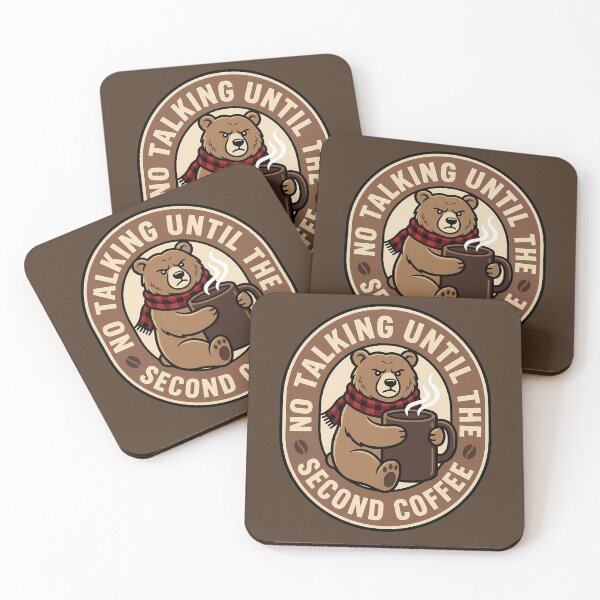Item preview, No Talking Until Second Coffee Bear Badge designed and sold by DripCultureLab.