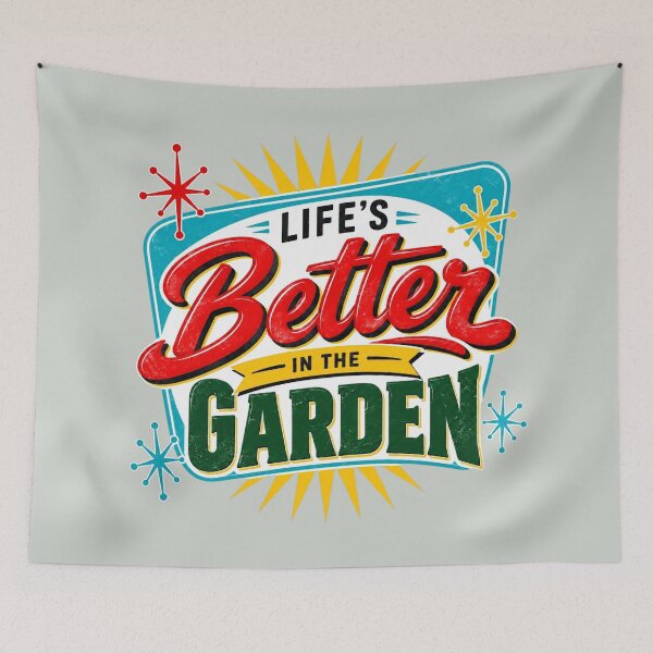 Item preview, Life’s Better in the Garden – Retro Gardening Quote designed and sold by American Fieldmark Studio.